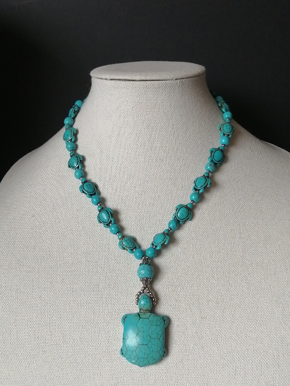 Turquoise Colour Resin Turtle Pendant Necklace